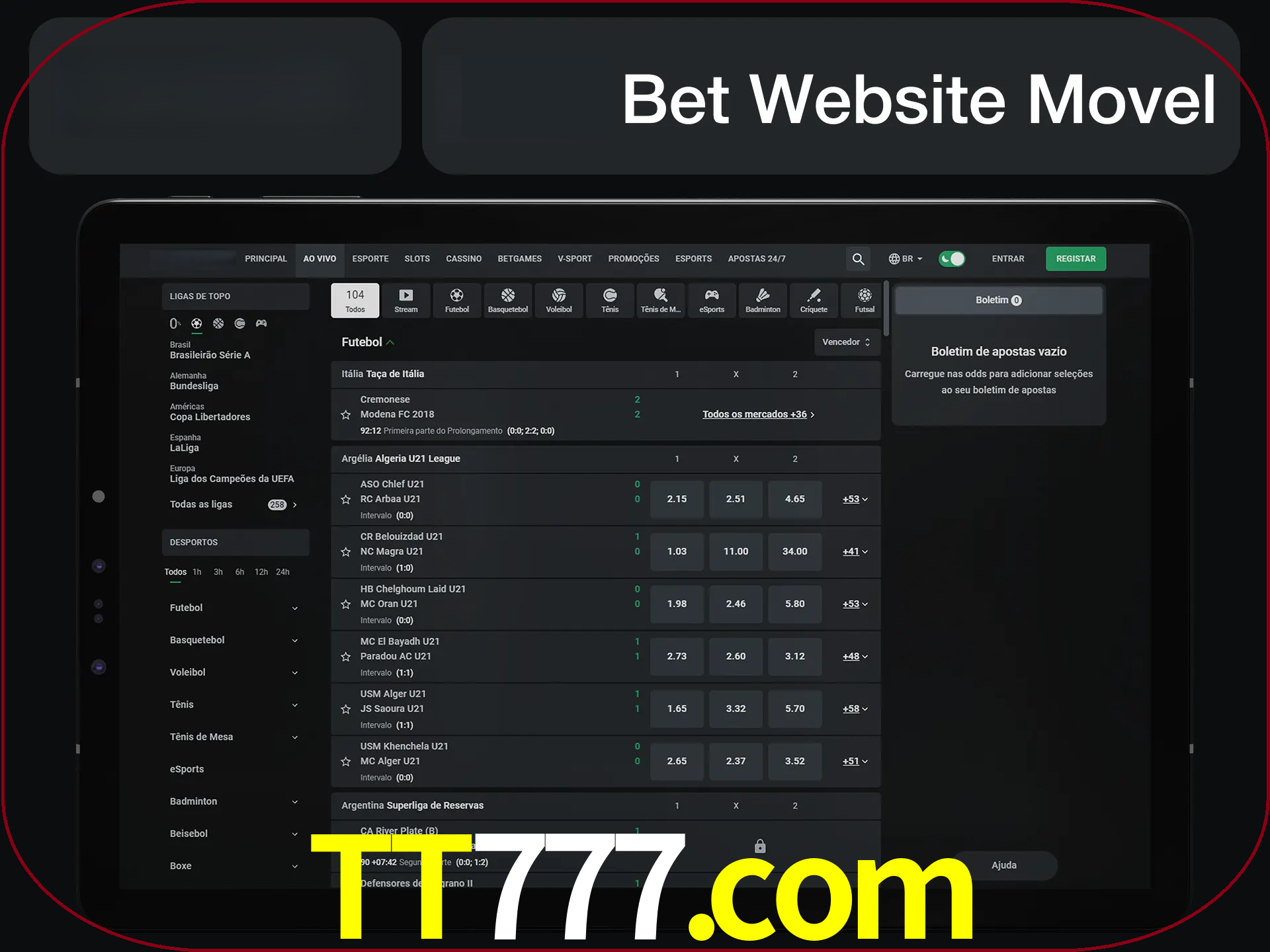 Use nosso website em qualquer dispositivo.