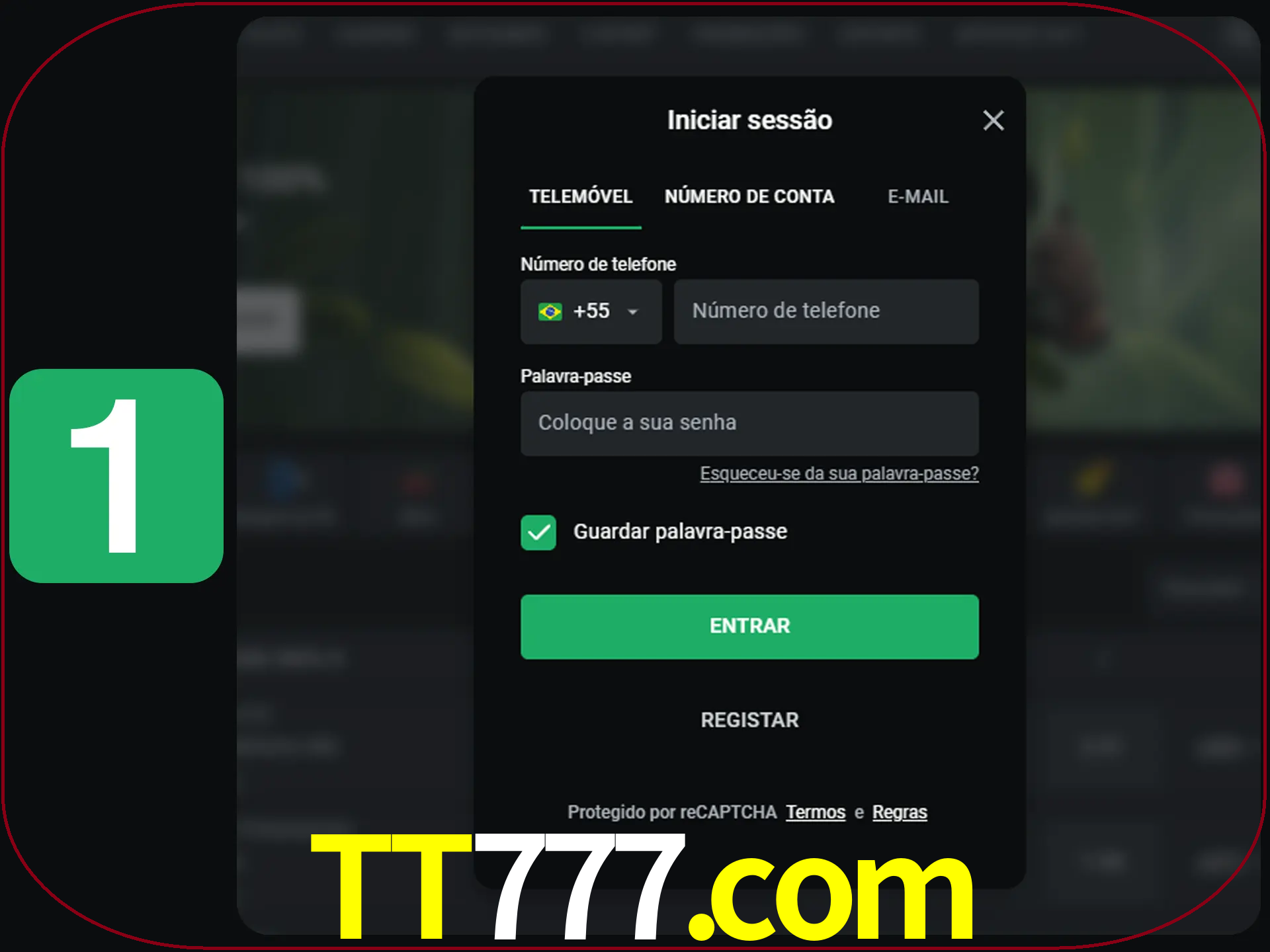 Clique no botão Entrar.